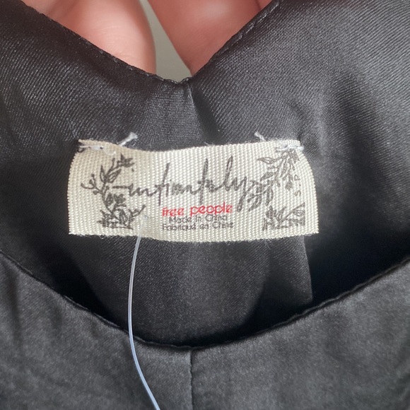 Free people satin black mini dress Sz small nwt - Picture 5 of 6